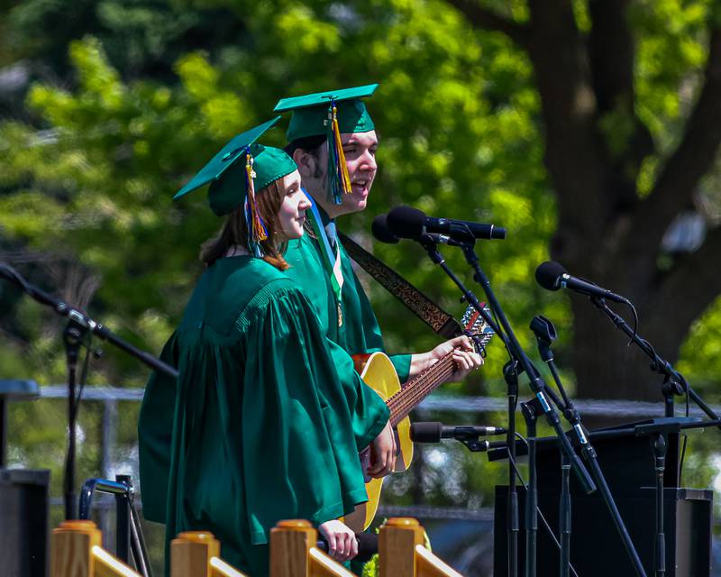 Rean Wright and Aidan Costnzo perform at the York High School Graduation Ceremony. May 21, 2023.