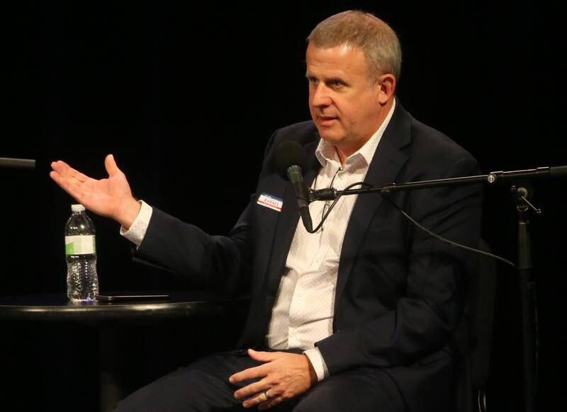 Cohen Barnes candidate for the 76th District speaks during a candidate forum on Wednesday, Jan. 24, 2024 at Illinois Valley Community College in Oglesby.