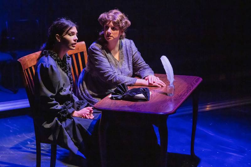 Trinity Anderson (from left) portrays Mary Shelley, with Sheri Warren as Mary Wollstonecraft in "Frankenstein."
