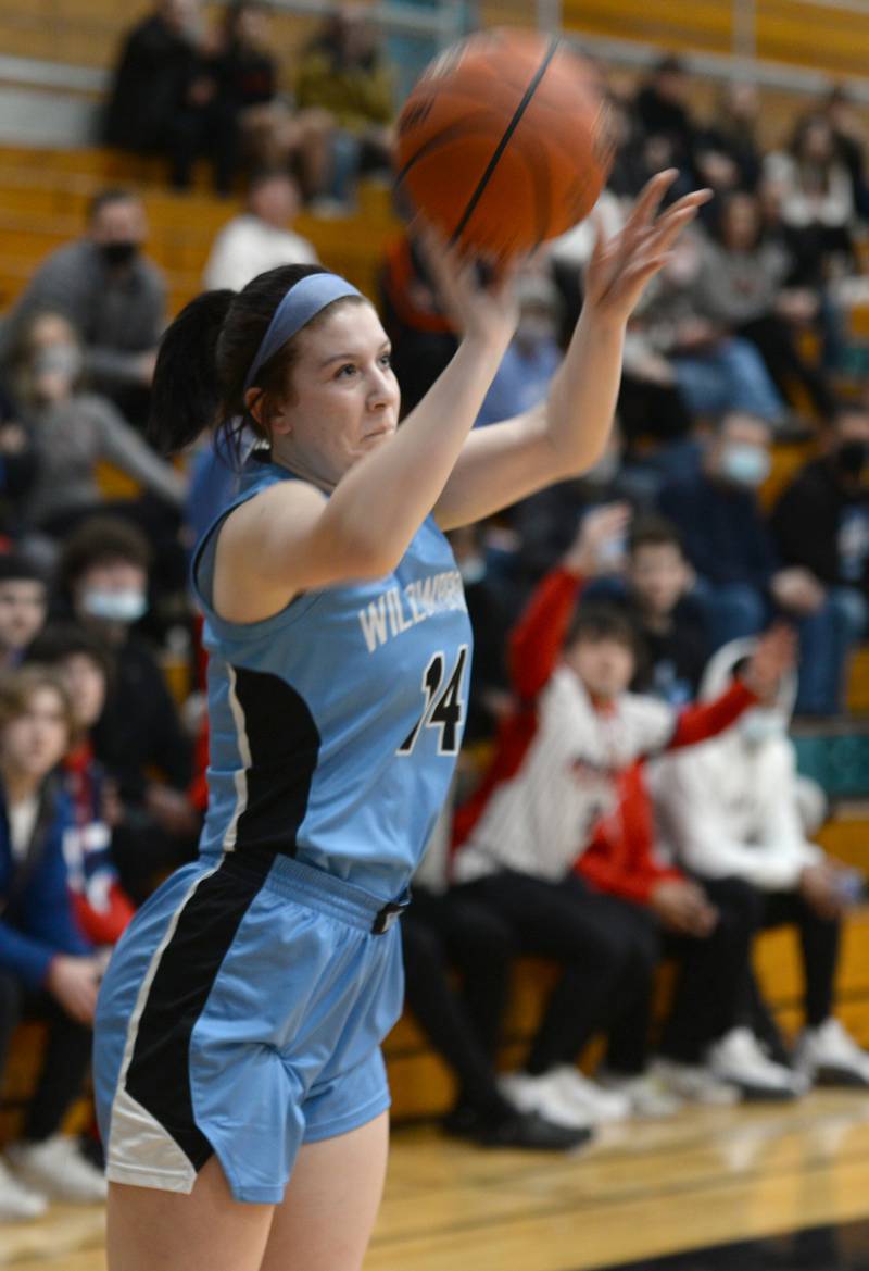 Willowbrook's Angie Lizasuain makes a basket during their game against St. Charles East Thursday Feb. 17, 2022.