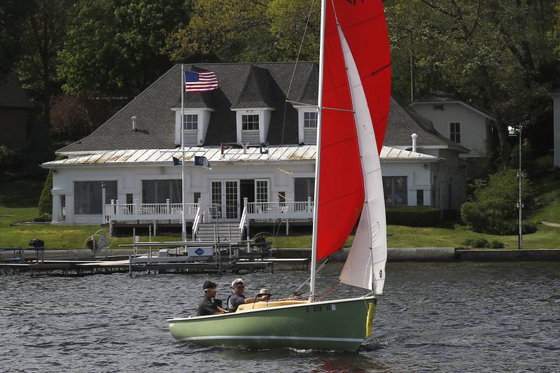 Sailboats take off from the Pistakee Yacht Club on Saturday, May 4, 2024, during a US Sailing adaptive sailing class at the yacht club in Johnsburg.