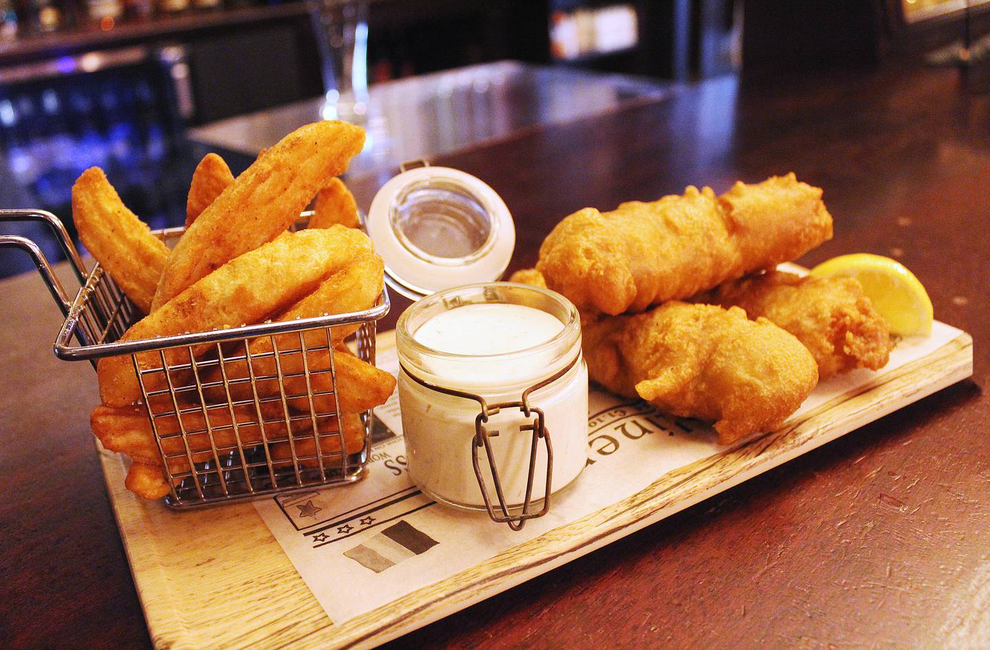 Frank O'Dowd's fish and chips meal is a popular seller at the Galena Irish bar.