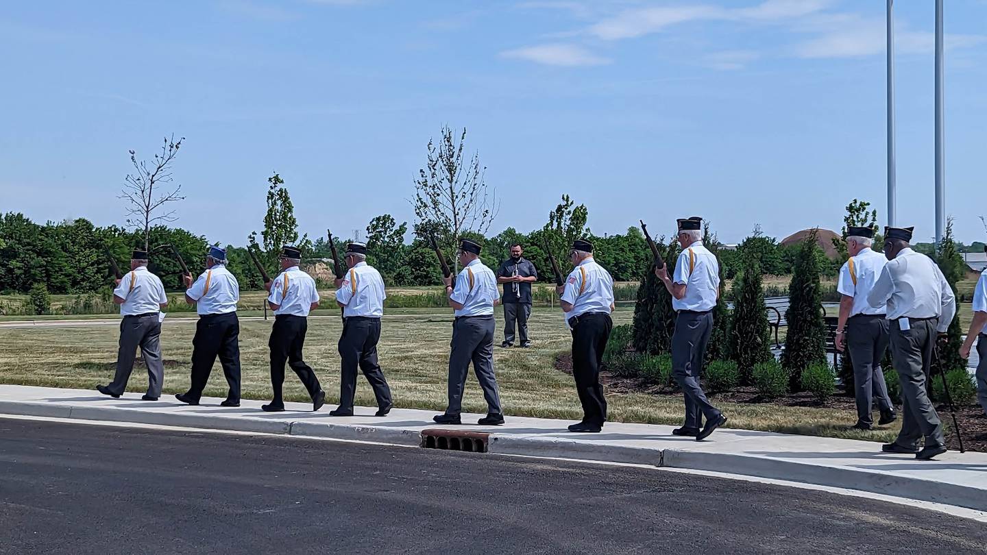 Michael Creasey of Joliet prepares to play taps at the end of Crest Hill's Memorial Day ceremony on Monday, May 29, 2023 in Crest Hill. Creasey, who's play taps at the ceremony since he was 11 years old, played after the gun salute.