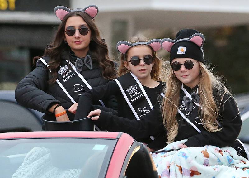 Miss Wyanet Makenna Maupin, junior miss Aleeyah Foster, and little miss Taylor Nodine ride in the 5th annual Halloween Parade on Saturday, Oct. 28, 2023 downtown Princeton.