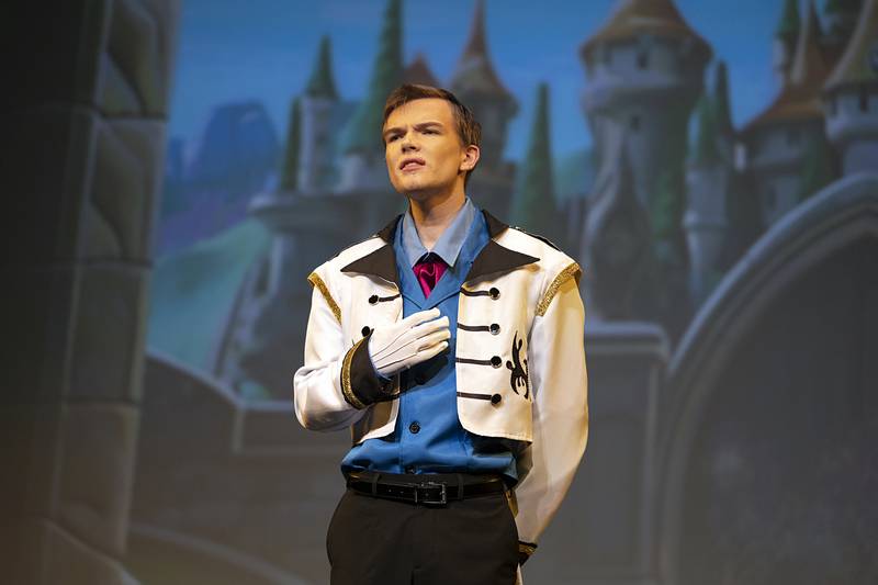 Logan Cook, playing Prince Hans, rehearse a scene Wednesday, April 15, 2026, for Newman High School’s rendition of “Frozen.” Shows will begin at 7 p.m. April 17, at 7 p.m. April 18 and at 2 p.m. April 19 at Centennial Auditorium on the campus of Sterling High School.