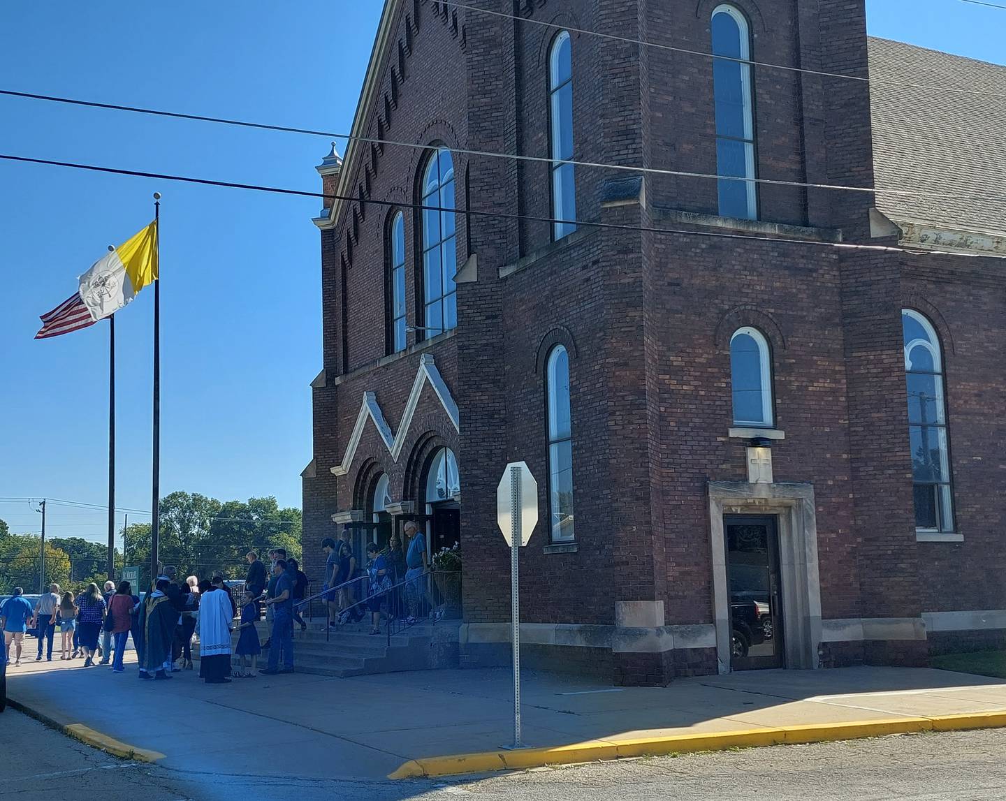 Church goers exit St. Stephen Church in Streator on Sunday, Oct. 1, 2023, after the final Mass was held. St. Anthony Church now will serve as the parish church of St. Michael the Archangel's Parish.