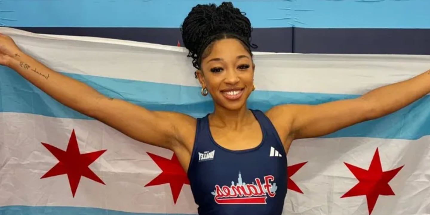 Sariyah Watson, of DeKalb, poses in this undated photo with her UIC women's track and field uniform. Watson, now 21, a UIC track and field sprinter, was killed in a wrong-way crash on Interstate 88 on Sunday, May 10, 2026. She graduated from DeKalb High School in 2023.