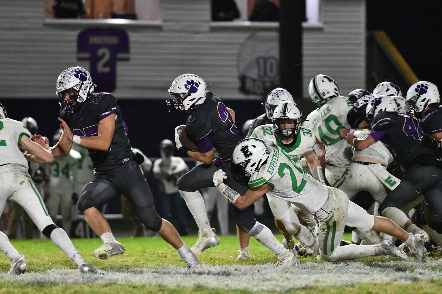 Wilmington's Ryan Kettman runs the ball during the Wildcats' 36-0 victory over Eureka in the second round of IHSA Class 3A Playoffs on Nov. 9, 2024.