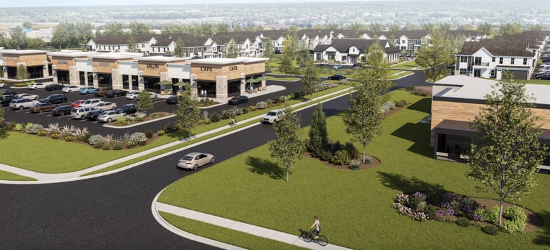 A rendering of the 37-acre mixed-use development off Route 31 on the Damisch Farm property in Cary.