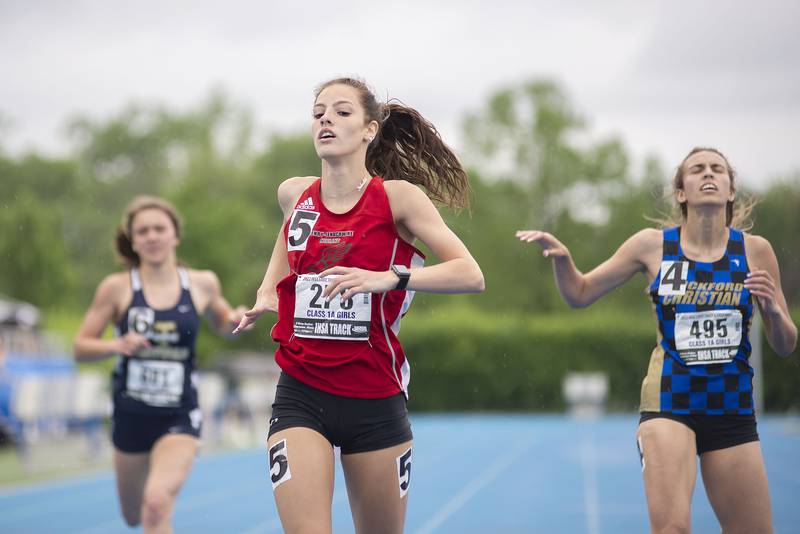 Henry's Nakeita Kessling competes in the 1A 400 run finals during the IHSA girls state championships, Saturday, May 21, 2022 in Charleston.