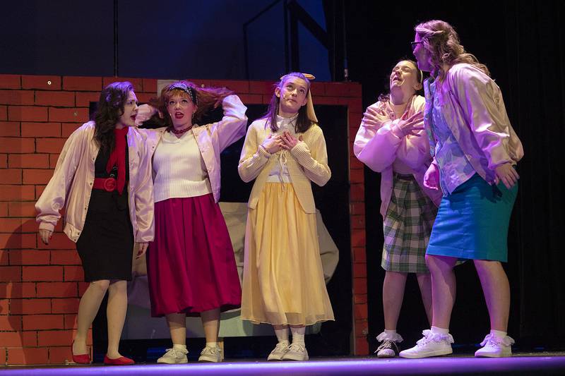 Dixon High School theater members rehearse the musical Grease on Wednesday, March 12, 2025. The Dixon High School theater department will be performing the classic musical Grease at 7 p.m. Friday, March 14; 7 p.m. Saturday, March 15; and 2 p.m. Sunday, March 16, at the James A. Wiltz Auditorium on the campus of DHS.