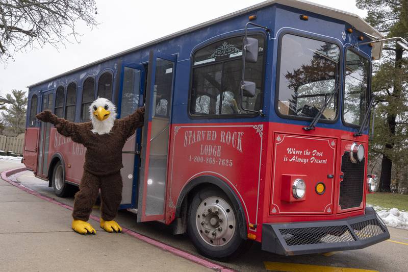 Starved Rock Lodge offered to shuttle guests from the lodge to the Illinois Waterway Visitors Center and back during eagle watch weekend on January 28, 2024.