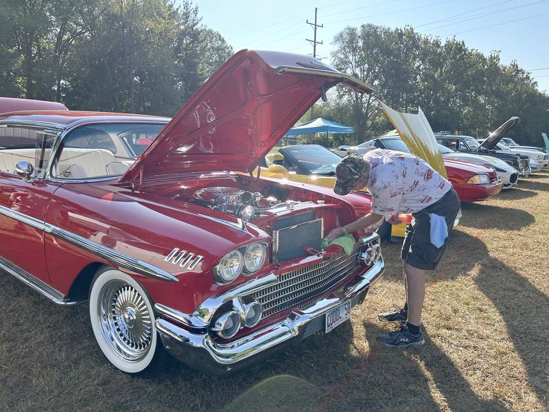Classic cars were on display at the Focus House Foundation Car Show held during Autumn on Parade on Saturday, Oct. 4, 2025 in Oregon. This 1958 Chevy Bel Air beauty is owned by Dennis Guither of Princeton.