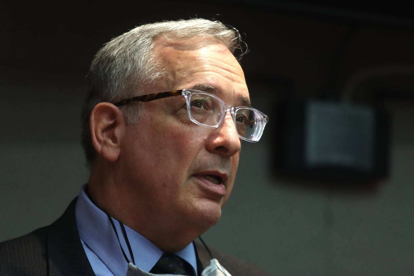 Witness John O. Miller speaks about the literature and staff handbooks for the Watchtower organization during a hearing for defendants Colin Scott and Michael Penkava Thursday, Dec. 16, 2021, at the Michael J. Sullivan Judicial Center in Woodstock.