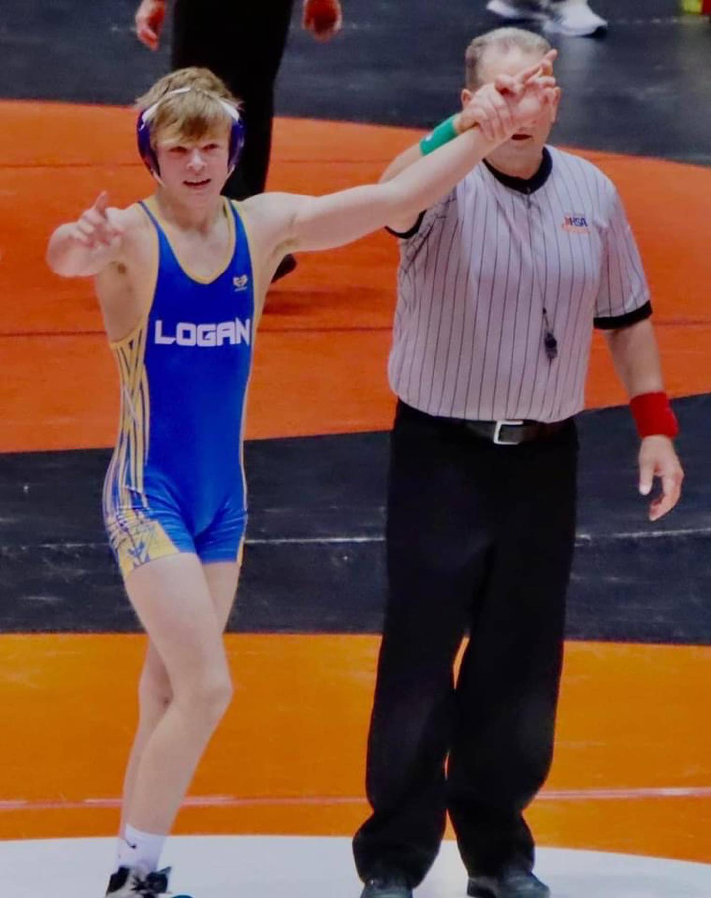 Princeton Logan's Casey Etheridge wrestled his way to the IESA State championship at 140 pounds Saturday in DeKalb. He finished the season 31-0.