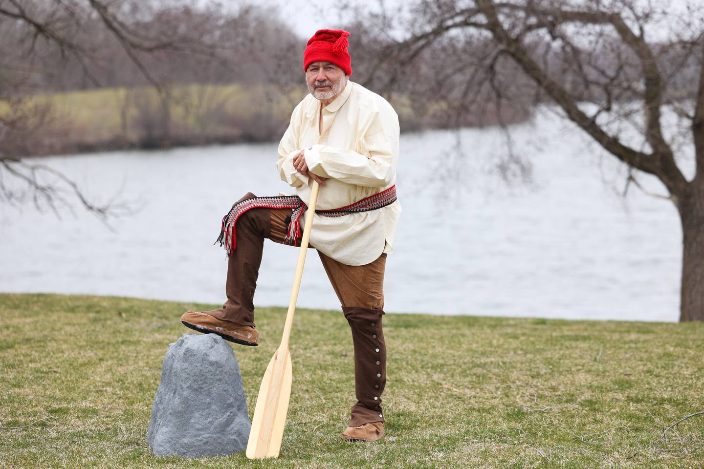 Jim Healy, of Joliet, does a one-man play as famed 17th century French-Canadian explorer Louis Joliet.