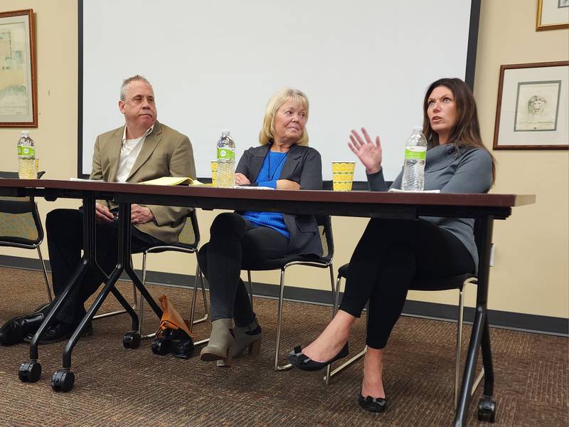 Candidates Staci Amy, Michael Freeman and Sue Garvin participated in the second of three Midwest Partners’ meet the candidate events at the Princeton Public Library.