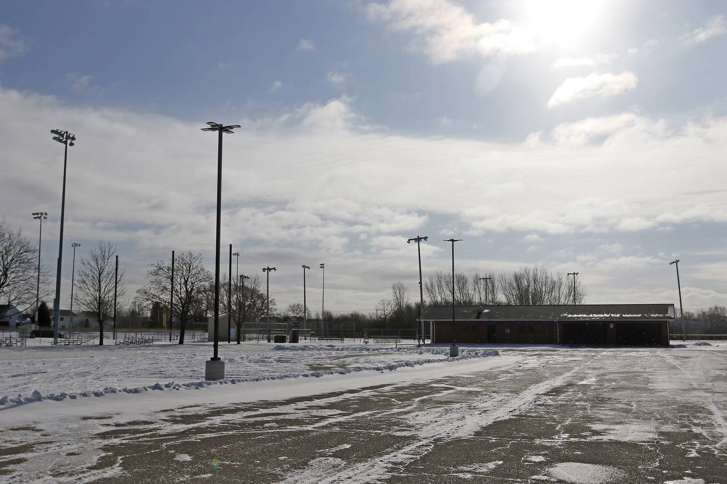 The parking lot at Petersen Park is seen on Wednesday, Jan. 5, 2022 in McHenry. The city staff says the parking lot should be replaced this year to the tune of $225,000.