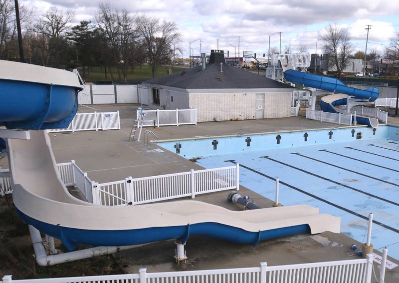 Hopkins Pool sits empty Tuesday, Nov. 19, 2024, awaiting demolition so construction can begin on a new pool set to open in 2026.