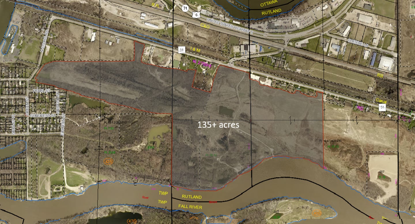 An overview map of the 135-plus acre plot of land known as Harper's Farm in Ottawa.