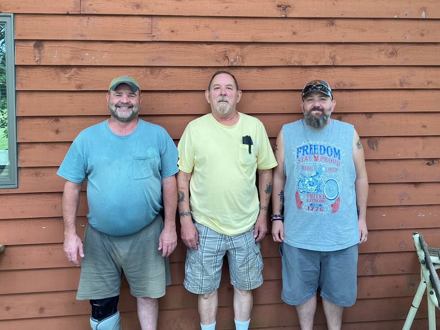 Honorary member Hank Walsh, Vietnam veteran and Commander Mike Gladd, and Afghanistan veteran and Quartermaster Eric Shepperson