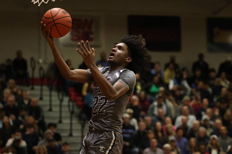 Oswego East’s Jehvion Starwood gets the easy basket against Bolingbrook in the Class 4A Bolingbrook Sectional semifinal on Wednesday, March 1st 2023.