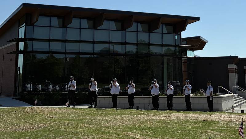 The Lake in the Hills American Legion Post 1231 gave a 21-gun salute on Monday, May 25, 2026, as part of the rededication of the village's Veterans Memorial.