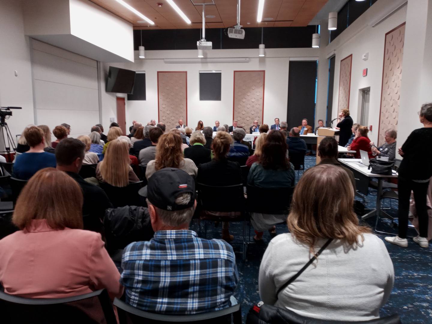 More than 50 people packed the meeting room at the Geneva Public Library Sept. 27 to hear a Kane County Board and county-wide candidates answer questions. The 
League of Women Voters of Central Kane County hosted the forum. The general election is Nov. 8.