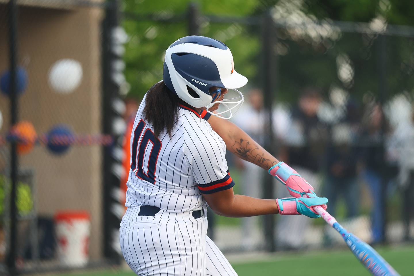 Romeoville’s Mariah Hayes connects against Joliet Central on Tuesday, April 28, 2026 in Romeoville.