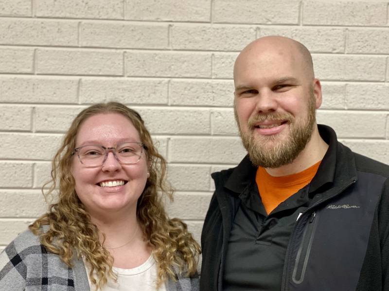 Choir director Taylor Marshall and band director Justin Heinekamp work together every day at Sandwich Middle School and Sandwich High School.