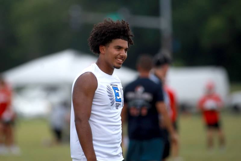 Lincoln-Way East quarterback Jonas Williams during a 7 on 7 tournament on Thursday, June 26, 2025 at Naperville North.