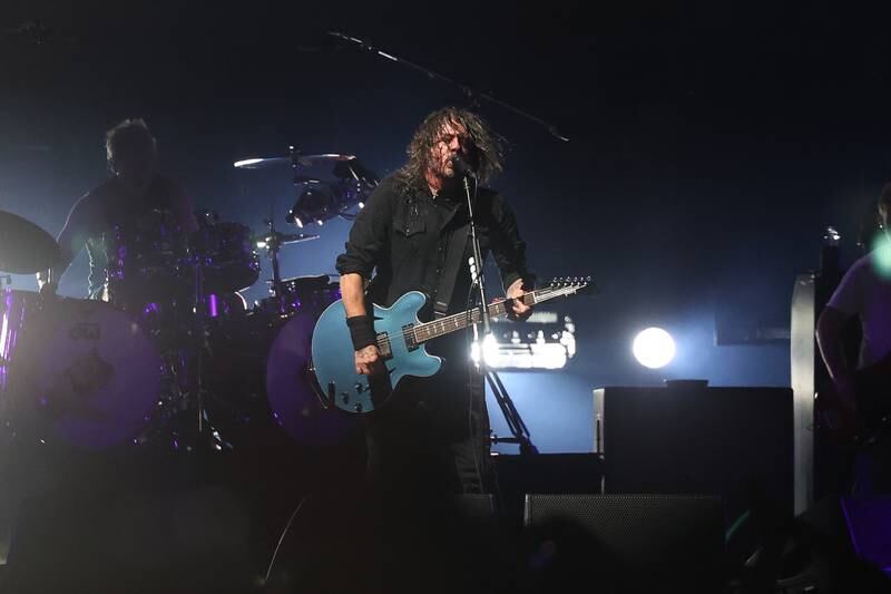 Foo Fighters Dave Grohl performs on the Riot Stage on day one of Riot Fest, Friday, Sept. 15, in Chicago.