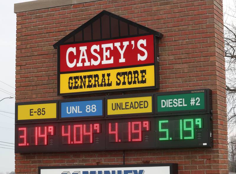 The Casey’s on the corner of Peace Road and West Lincoln Highway Tuesday, March 31, 2026, in DeKalb.
