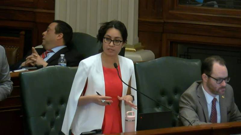 Rep. Barbara Hernandez, D-Aurora, is pictured on the floor of the Illinois House last week. She is the sponsor of a bill that would allow noncitizen residents who are currently eligible for a “temporary visitor driver’s license” to instead obtain a “standard” driver’s license that can be used as identification.