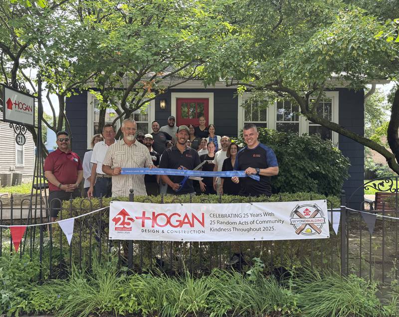The Geneva Chamber of Commerce celebrating Hogan Design and Construction's 25th anniversary