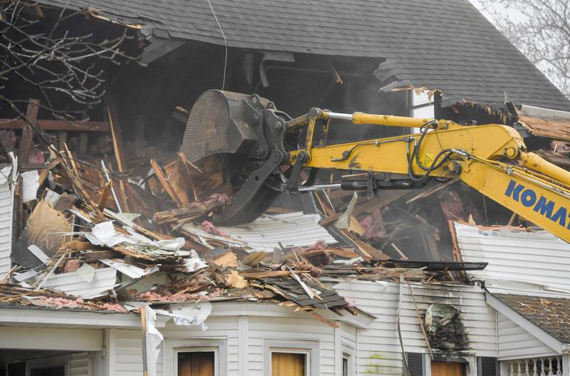 The Peck farm house at 64 Peck Road in Geneva is demolished on Wednesday, March 22, 2023.