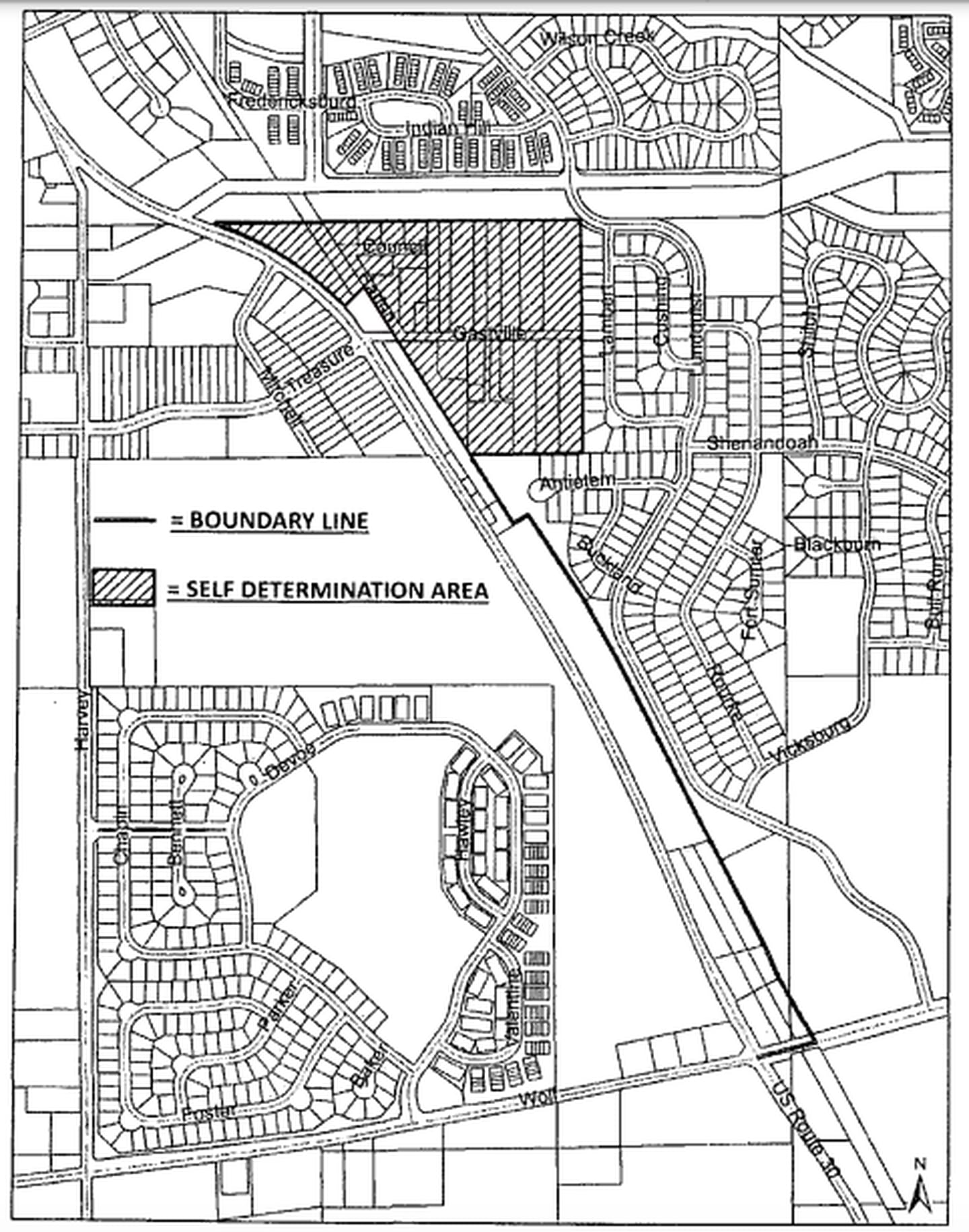 Map of the boundary agreement between the City of Aurora and the Village of Oswego for Route 30 and the future 95th Street.