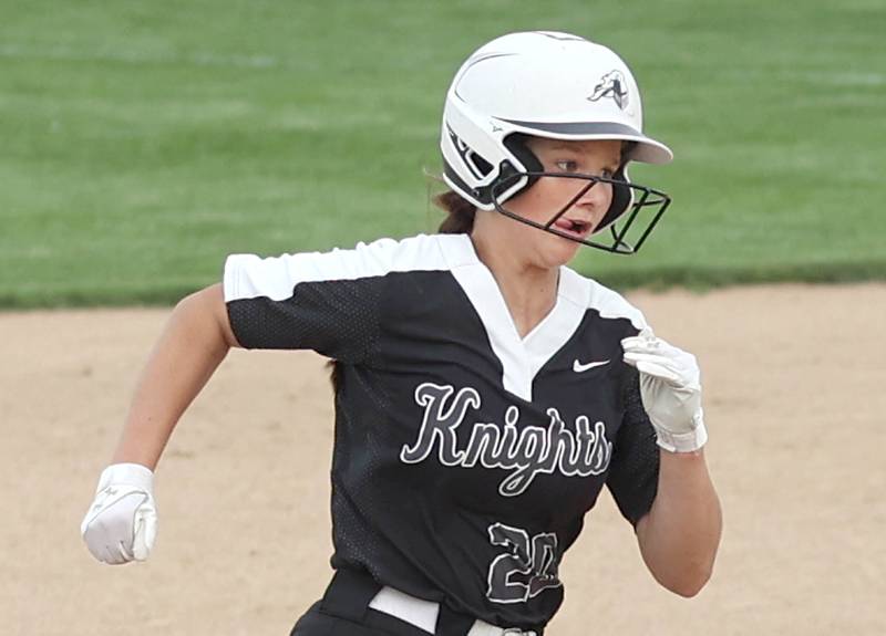 Kaneland's Lexi Workman heads for third Tuesday, May 31, 2022, during their Class 3A Sectional semifinal game against Sterling at Sycamore High School.