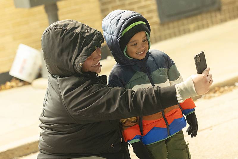 Talisa Luevano snaps a selfie with son Zyaire, 4, Friday, Dec. 6, 2024, during Sterling’s Sights and Sounds Christmas event.