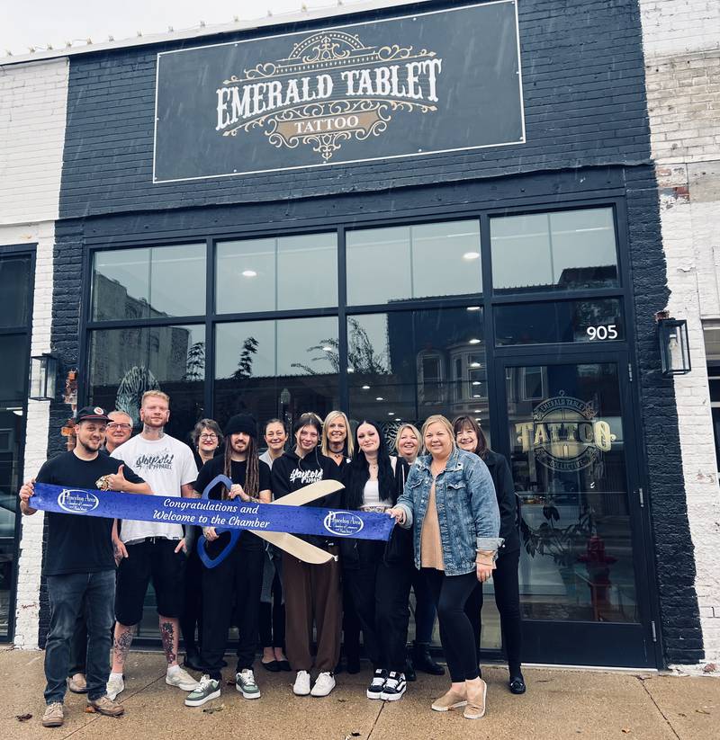 Emerald Tablet Collective opened in October at 905 N. Main St. Its creative crew is committed to providing high-quality tattoos, piercings and oddities. The Princeton Area Chamber of Commerce recently conducted a ceremonial ribbon cutting to celebrate their opening.