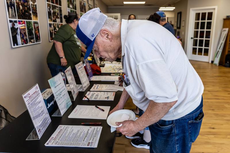 Marvin Tinsley, a disabled veteran, stopped by the grand opening of AllenForce's new Veteran Wellness & Recreation Center in Joliet to learn about their offerings and services on July 25, 2025.