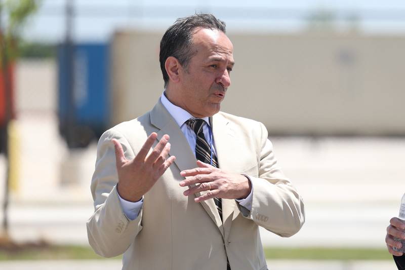 Joliet Economic Development Director Cesar Suarez attends the ribbon cutting ceremony for the new Harbor Freight distribution facility in Joliet. Harbor Freight opened a new 1.6 million square-foot distribution center in Joliet that is expected to bring 800 new jobs to the area. Thursday, June 9, 2022 in Joliet.