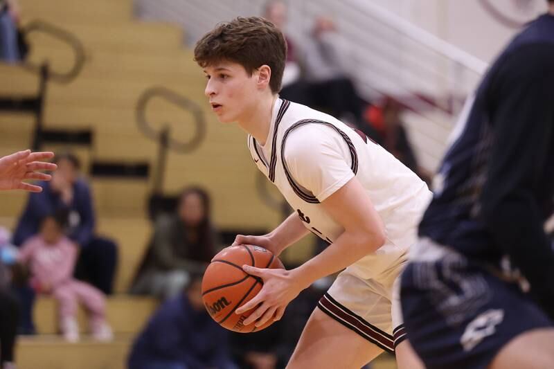 Lockport’s Caden Schoolcraft looks for a play against Plainfield South on Wednesday January 25th, 2023.