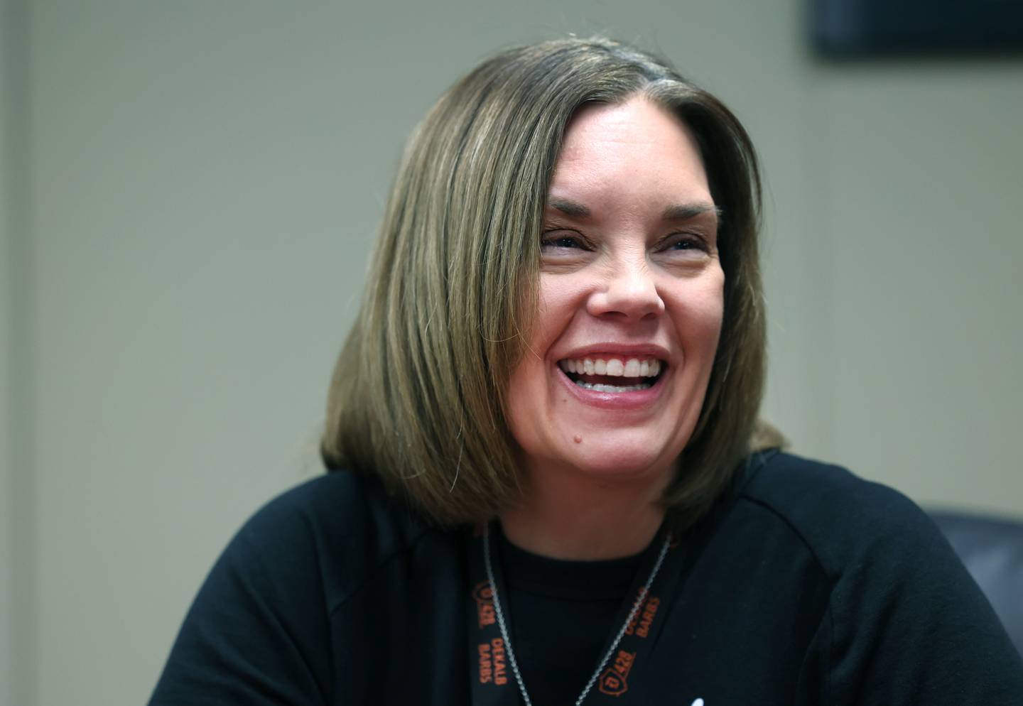 Jenni Smith, an eighth grade math teacher at Huntley Middle School in DeKalb, talks Wednesday, March 19, 2025, at the school, about how much she enjoys teaching math to middle school students.
