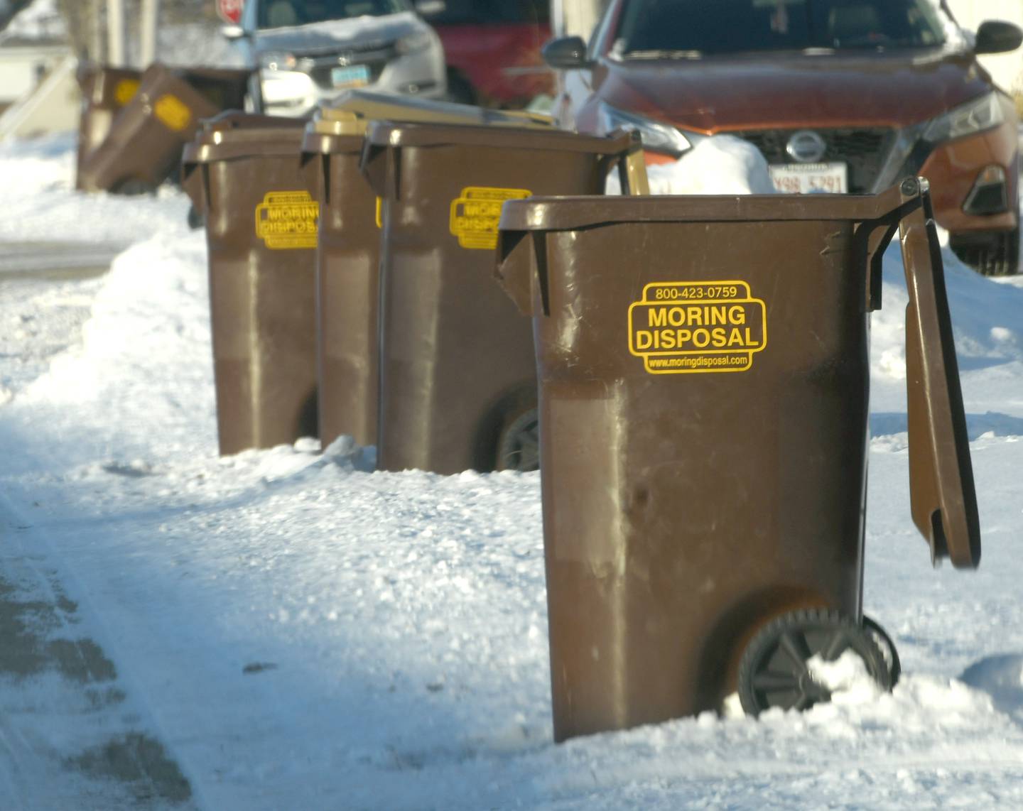 TMoring Disposal Inc.ottes sit along a street in Polo. Moriing Disposal, founded in 1977 in Forreston by Larry Moring were sold to Republic Services on Dec. 15.