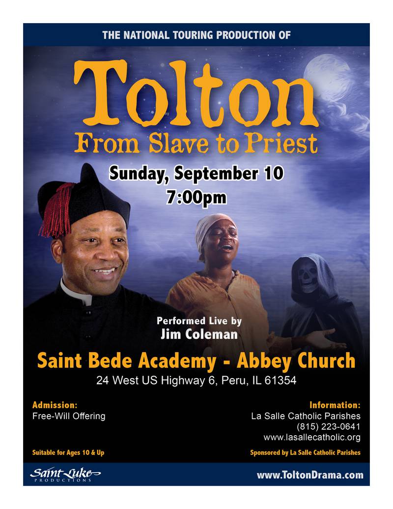 He isn't a saint yet, but America's first Black priest is on his way. Learn more about Augustus Tolton on Sept. 10, when St. Bede Abbey hosts "Tolton: From Slave to Priest," a one-man show starring Jim Coleman.