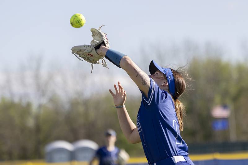 Princeton’s Izzy Gibson makes a catch in right field against Newman Monday, April 29, 2024.