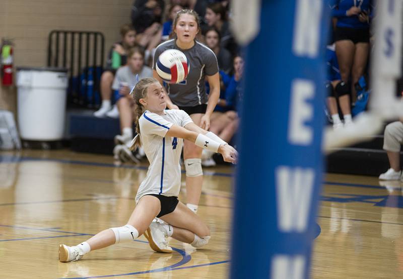 Princeton’s Lily Ann Keutzer plays the ball Thursday, Sept. 15, 2022 against Newman.