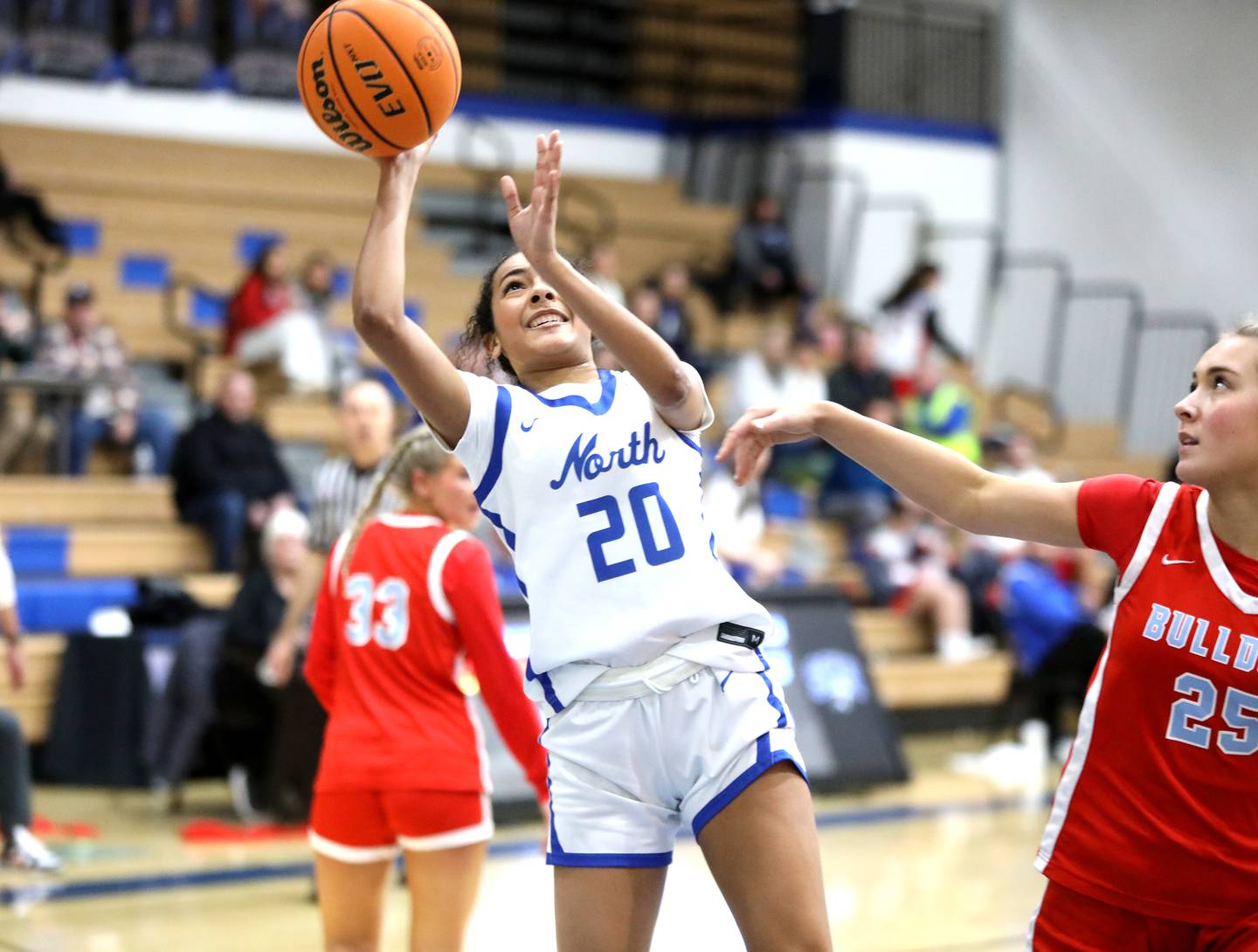 St. Charles North's Sydney Johnson shoots the ball during a game against Batavia on Tuesday, Feb. 4, 2025 in St. Charles.