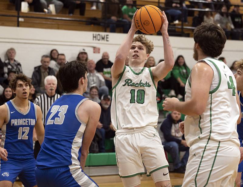 Rock Falls’ Kuitim Heald looks to make a play against Princeton Saturday, Jan. 4, 2025, at the Rock Falls Shootout.